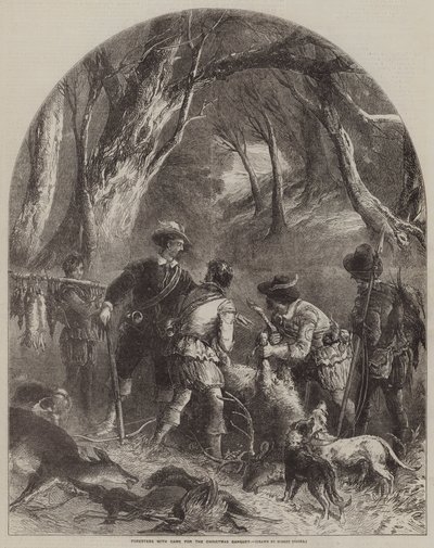 クリスマスの宴会のためのゲームを持つフォレスター 作： Myles Birket Foster